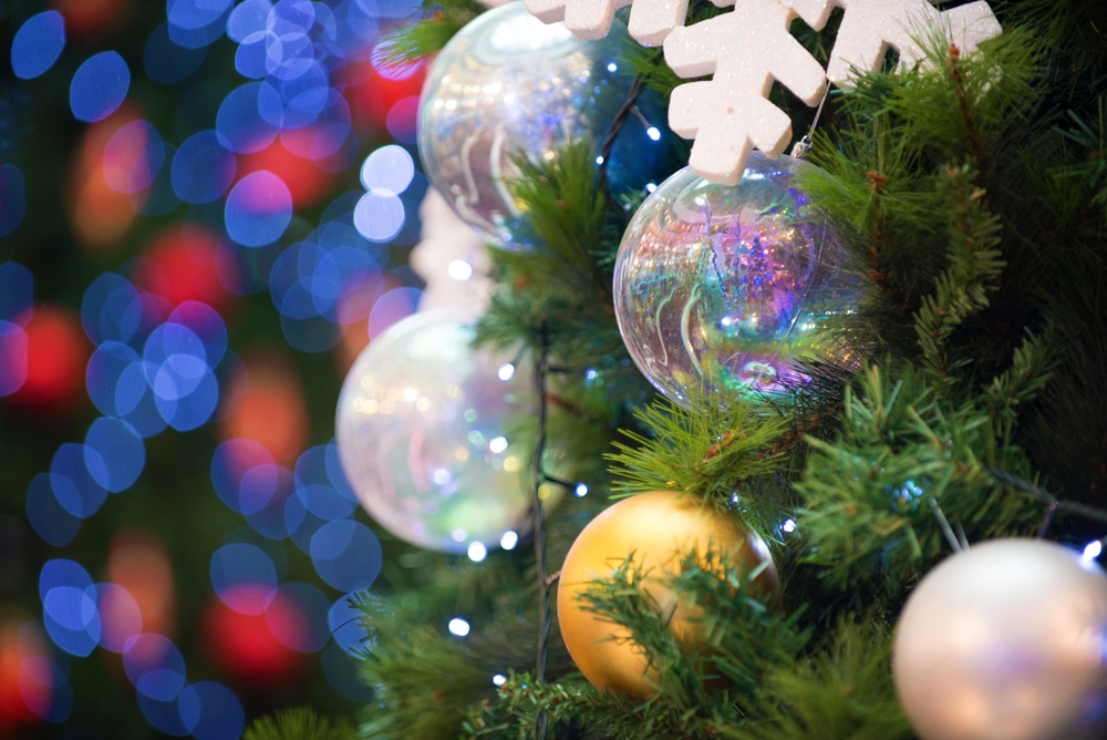 christmas tree decorations and background